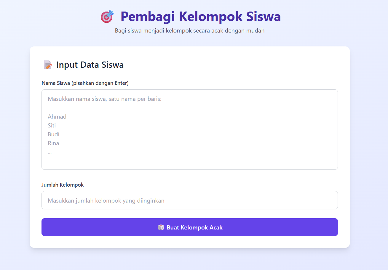 Aplikasi Pembagi Kelompok Siswa